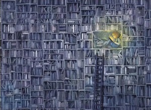 Sonstige-Puzzle 1000 Teile: Der Bücherwurm bei Nacht