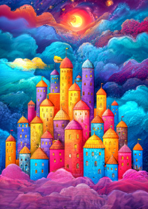 Stadt in den Wolken
