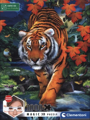Clementoni-Puzzle 1000 Teile: Tiger auf der Jagd - 3D Puzzle