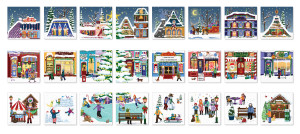 Eurographics-Puzzle 1200 Teile: Städtischer Weihnachtsmarkt - Adventskalender