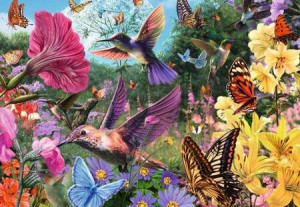 Kolibris und Schmetterlinge
