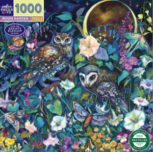 eeBoo-Puzzle 1000 Teile: Eulen im Mondgarten