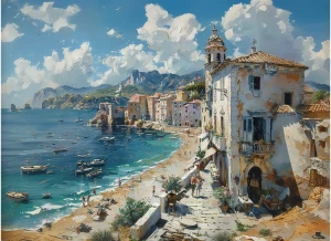 Perre-Puzzle 1000 Teile: Das Dorf am Meer