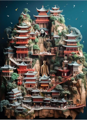 Perre-Puzzle 1000 Teile: Chinesischer Tempel