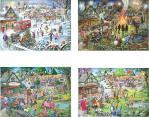 The House of Puzzles-Puzzle 500 Teile: Jahreszeiten im Dorf