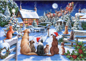 The House of Puzzles-Puzzle 1000 Teile: Finde die Unterschiede: Santas tierische Helfer