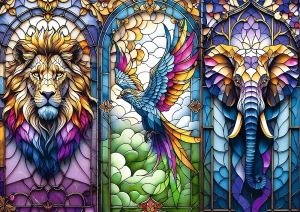 Trefl Puzzle-Puzzle 1000 Teile: Tiere in Buntglasoptik