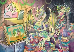 Der Drache beim Puzzlen