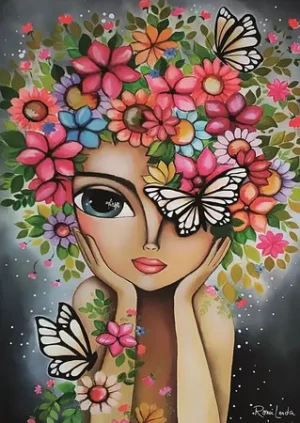 Dame mit Blumen