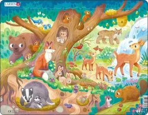 Niedliche Tiere im Wald - Rahmenpuzzle
