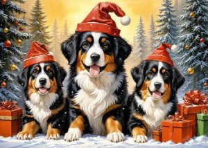 Süße Weihnachtswelpen