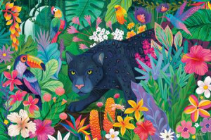 Panther im blühenden Dschungel