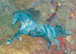 Weltkarte mit Pferd