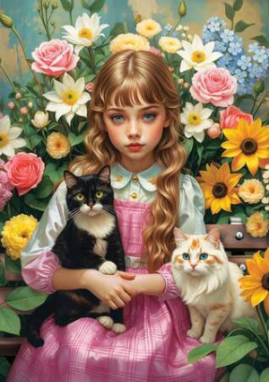 Mädchen mit Katzen