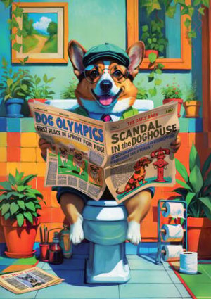 Corgi in der Toilette