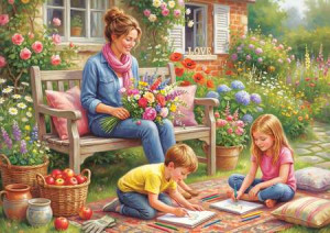 Muttertag - Familie im Garten