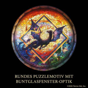 Fourth Wing Drachen in Buntglasoptik (rund)