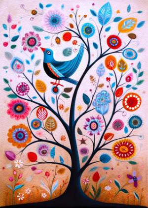 Möge der blaue Glücksvogel in deinen Baum fliegen