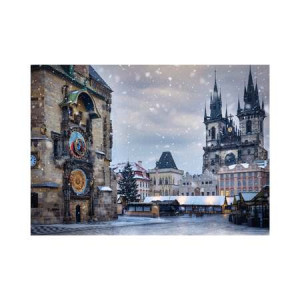 Astronomische Uhr im Winter