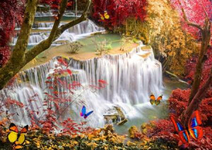 Wasserfall im tiefen Wald