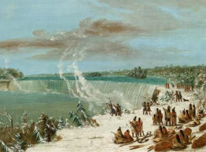 George Catlin - Portage an den Niagarafällen bei Table Rock, 1847-1848