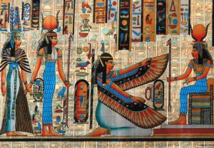 Papyrus und Hieroglyphen
