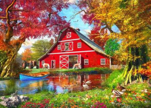 Sonniger Herbst an der Scheune