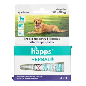 Happs Krople na pchły i kleszcze dla dużych psów 20-40 kg - 4 sztuki