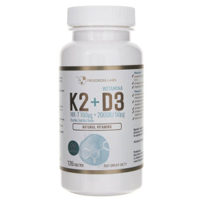 Progress Labs Witamina K2 MK-7 Z Natto 100 mcg + D3 2000 IU 50 mcg - 120 tabletek