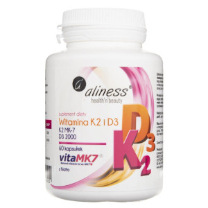 Aliness Witamina K2 MK-7 100 µg z Natto + D3 - 60 kapsułek