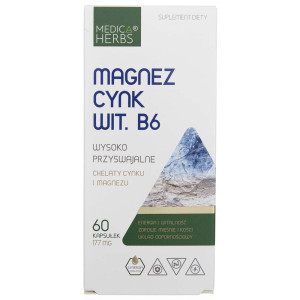 Medica Herbs Magnez Cynk Witamina B6 - 60 kapsułek