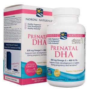 Nordic Naturals Prenatal DHA 830 mg bezsmakowy - 180 kapsułek