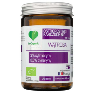 BeOrganic Ostropest BIO 3% + Karczoch BIO 2,5% 400 mg - 50 kapsułek