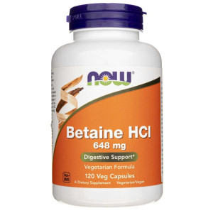 Now Foods Betaina HCl 648 mg - 120 kapsułek
