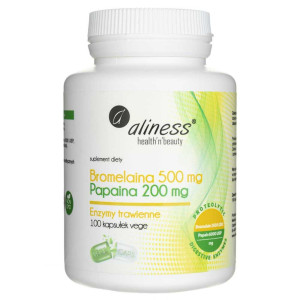 Aliness Bromelaina 500 mg Papaina 200 mg - 100 kapsułek