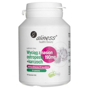 Aliness Ekstrakt z nasion ostropestu 190 mg + karczoch - 100 kapsułek