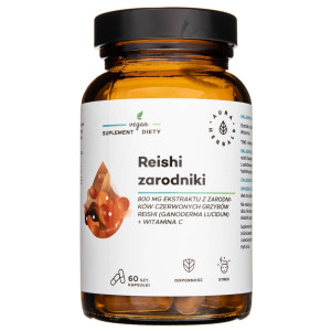 Aura Herbals Reishi zarodniki 800 mg + Witamina C - 60 kapsułek