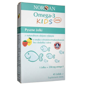 Norsan Omega-3 Kids żelki cytrynowo-truskawkowe - 45 sztuk