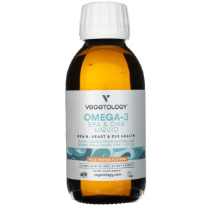 Vegetology Omega-3 DHA & EPA + Witamina D3 w płynie, smak pomarańczowy - 150 ml