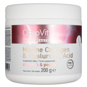 Ostrovit Kolagen morski + Kwas hialuronowy + Witamina C o smaku kokosowo-brzoskwiniowym - 200 g