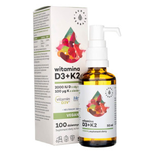 Aura Herbals Witamina D3 2000 IU + K2 Vegan w kroplach - 50 ml