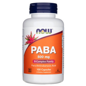 Now Foods PABA (Kwas p-aminobenzoesowy) 500 mg - 100 kapsułek