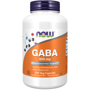 Now Foods GABA 500 mg z witaminą B6 - 200 kapsułek