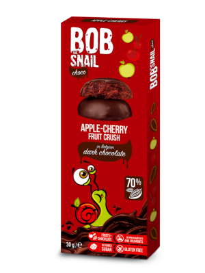 Bob Snail Choco Przekąska jabłkowo-wiśniowa w ciemnej czekoladzie - 30 g
