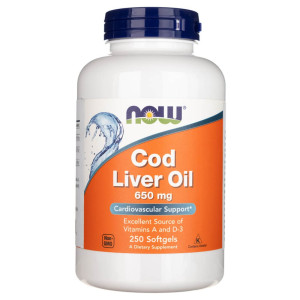 Now Foods Cod Liver Oil (Tran) 650 mg - 250 kapsułek