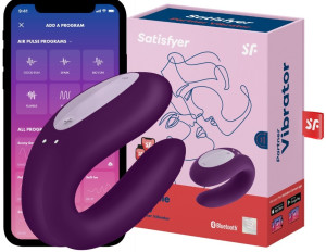 Satisfyer Double Joy Wibrator do podwójnej stymulacji sterowany aplikacją fioletowy