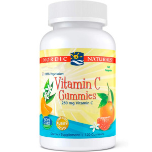 Nordic Naturals Witamina C 250 mg dla dzieci, mandarynkowa - 120 żelek