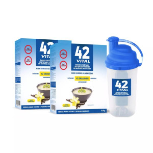 42 Vital Niskokaloryczna dieta roślinna waniliowy smak - 2 x 510 g + shaker