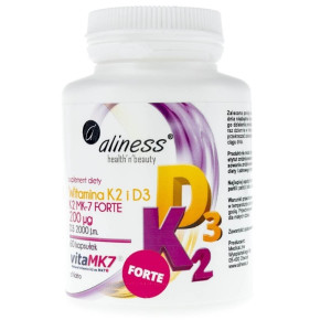 Aliness Witamina K2 FORTE MK-7 200 µg z Natto + D3 - 60 kapsułek