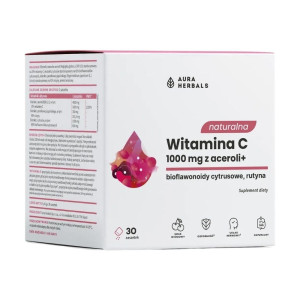 Aura Herbals Naturalna witamina C 1000 mg z aceroli, wiśniowa - 30 saszetek